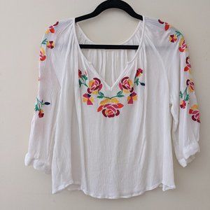 Floral Embroidered Blouse Large